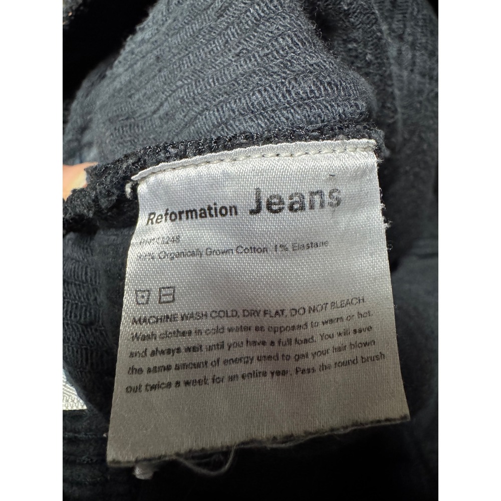 Reformation Jeans Daphne Black Corduroy High Rise Wide Leg Pants Size 23 - Picture 6 of 9